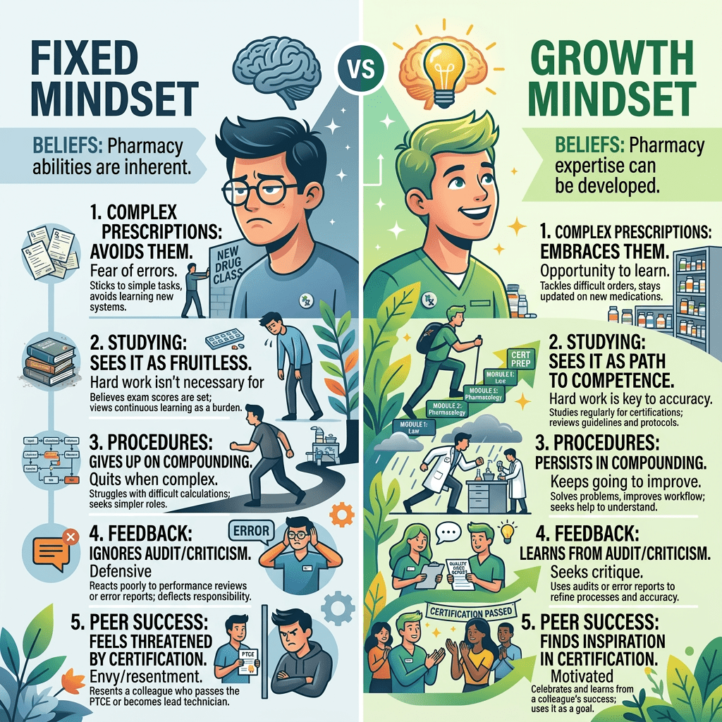 Comparison of fixed mindset and growth mindset beliefs and behaviors